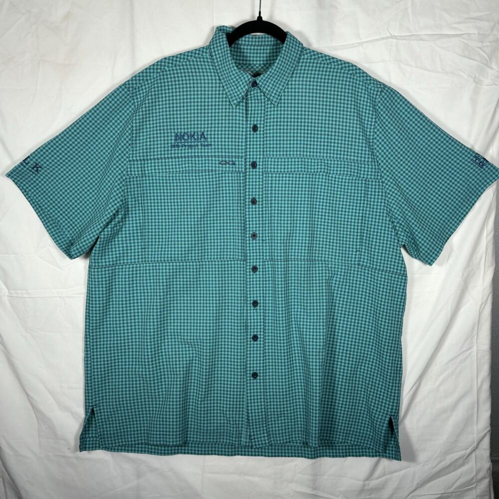 Men's Game Guard Outdoors Aqua Blue Check Shirt NOKIA Lightweight Shirt Size 2XL